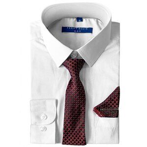 Poshers Exclusive! Boys Perry Ellis Dress Shirt w/ Tie Slim Fit, Burgundy